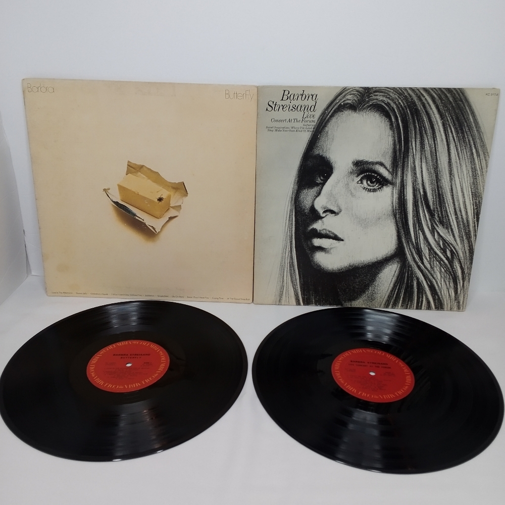 Barbra Streisand 2 Gatefold Vinyl Records Butterfly & Live: Concert At The Forum